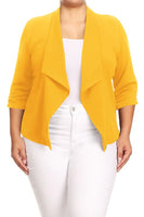 Plus size Solid waist length jacket in a loose fit