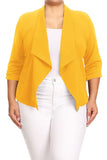 Plus size Solid waist length jacket in a loose fit