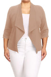 Plus size Solid waist length jacket in a loose fit