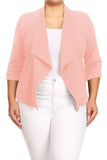 Plus size Solid waist length jacket in a loose fit