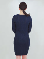 Feminine Cable Knit Long Sleeve Sweater Dress