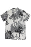 MENS WHITE BLACK PRINT BUTTON DOWN SHIRT