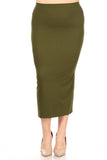 Plus Size Solid midi skirt in a pencil silhouette