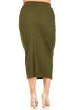 Plus Size Solid midi skirt in a pencil silhouette