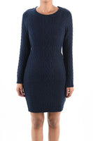 Feminine Cable Knit Long Sleeve Sweater Dress