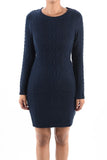 Feminine Cable Knit Long Sleeve Sweater Dress