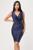 Overlap Tricot Tanya dress with side pleats