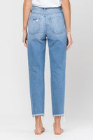 Distressed Raw Hem Mom Jeans