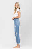 Distressed Raw Hem Mom Jeans