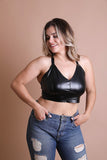 Faux Leather Longline Bralette Plus Size