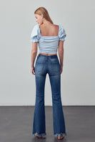 Frayed Hem Flare Jeans