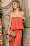 Flare Tube Top with Two-Fer Look Jumpsuit