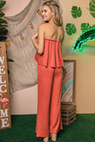 Flare Tube Top with Two-Fer Look Jumpsuit