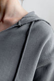 Grey Raw Edges Cropped Hoodie and Bottom Sets