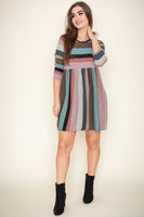 Plus Size Multi Color Mini Dress