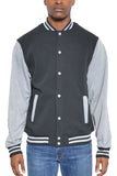 Mens Fleece Snap Button Varsity Jacket