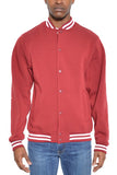 Mens Fleece Snap Button Varsity Jacket