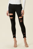 High Rise Distressed Skinny Jeans with a Raw Hem