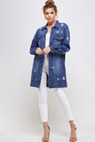 Women DENIM 3/4 QUARTER JACKETS DISTRESSED WASHED