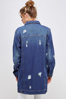 Women DENIM 3/4 QUARTER JACKETS DISTRESSED WASHED