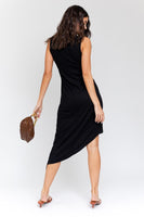 Sleeveless Twist Wrap Rib Midi Dress