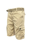 Mens Belted Cargo Shorts Pockets and Belt