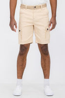 Mens Belted Cargo Shorts Pockets and Belt