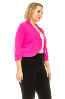 Plus size, solid, waist length blazer cardigan