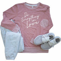 Do Everything in Love Crewneck Elbow Patch Crew