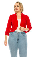 Plus size, solid, waist length blazer cardigan