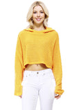 Bat Wing Sleeve Crop Waffle Knit Hoodie Top