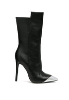 TWITCH Silver Dip Stiletto Boot in Black