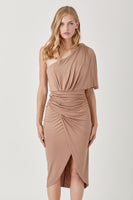 One Shoulder Drape Jersey Dress