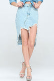 FRONT DESTROYED DENIM SKIRT