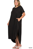 Plus Size Brushed DTY Short Sleeve Maxi Dress