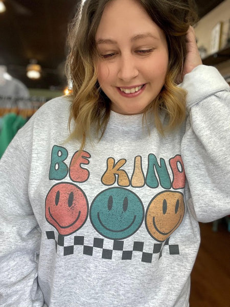 Plus Size Be Kind Smiley Sweatshirt