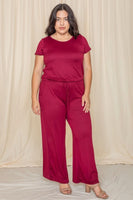 Plus Size Short Sleeve Jumpsuit W/Pocket