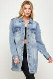 Women DENIM 3/4 QUARTER JACKETS DISTRESSED WASHED