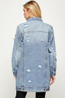 Women DENIM 3/4 QUARTER JACKETS DISTRESSED WASHED