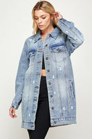 DENIM 3/4 QUARTER JACKETS DISTRESSED WASHED