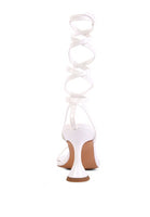 LEWK STRAPPY TIE UP SPOOL HEEL SANDALS