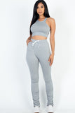 Crop Top & Ruched Drawstring Pants Set