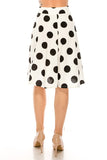 Polka dot printed high waisted knee length skirt