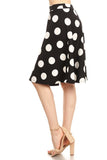 Polka dot printed high waisted knee length skirt