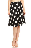 Polka dot printed high waisted knee length skirt