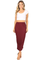 Solid Midi Pencil Skirt