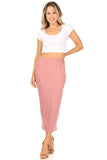 Solid Midi Pencil Skirt