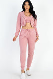 Cropped Cami with Zip-up Jacket and Joggers Set