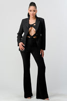 Black sexy cutout two pcs suit