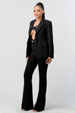 Black sexy cutout two pcs suit